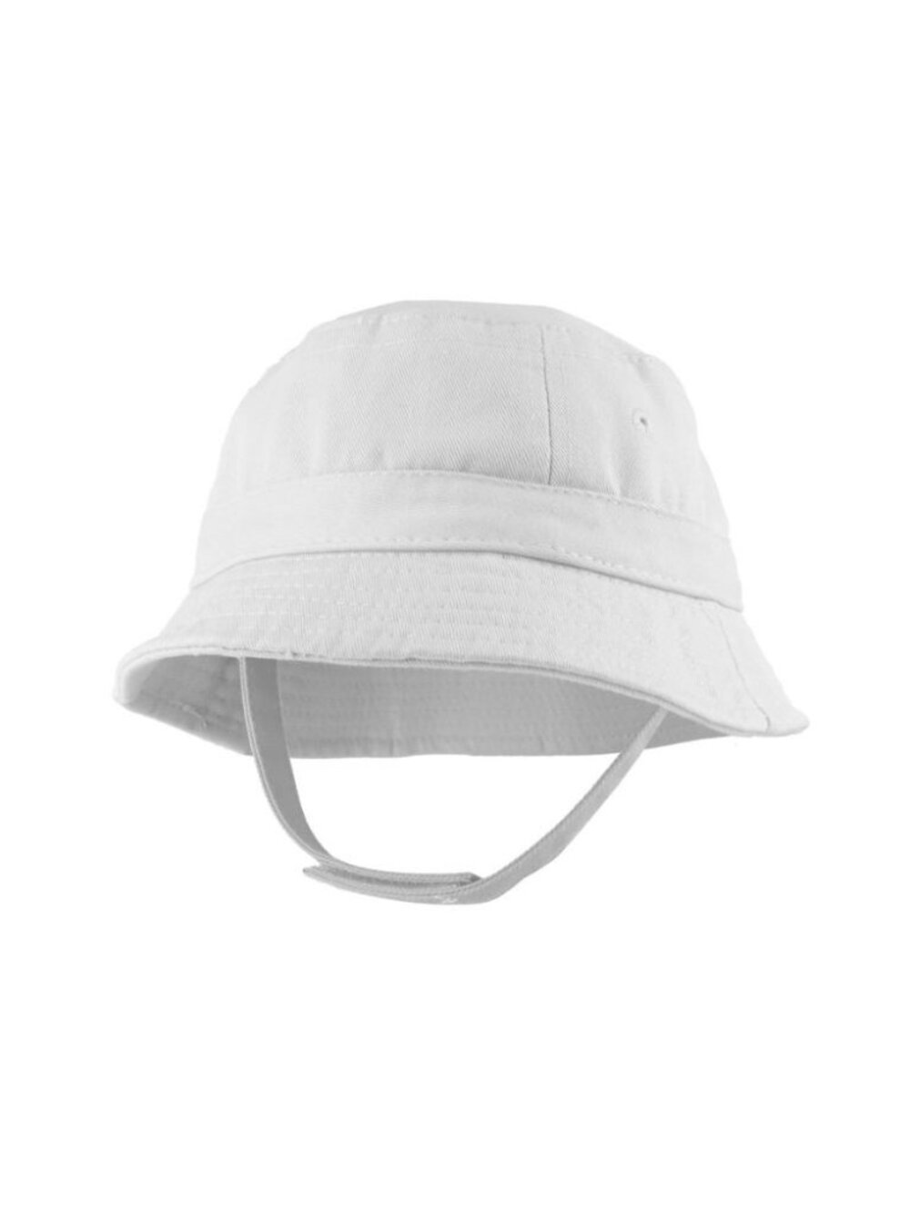 White Baby Bucket Hat – Cotton Infant Sun Hat with Chin Strap OS 0-18 Months NWT